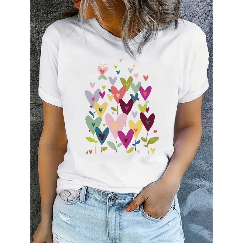 Short-Sleeved Crew Neck T-Shirt Summer New Casual Love Heart St. Patrick'S Day Pattern Print Women'S Fun Regular Top | Breathable Fabric