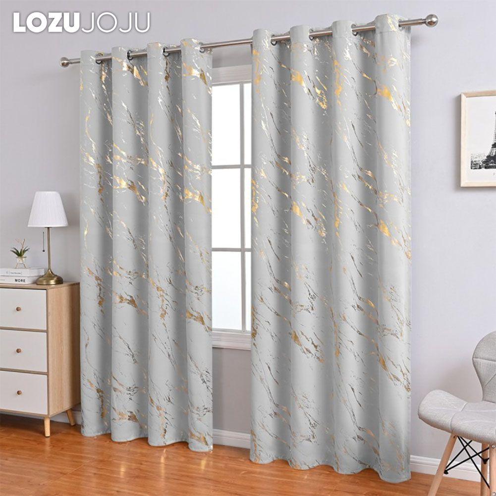 1 Stück LOZUJOJU 80% Verdunkelungsmodische und minimalistische Vorhänge mit goldener und Marmorstruktur für Wohnzimmer Schlafzimmer Balkonfenster Heimdekoration