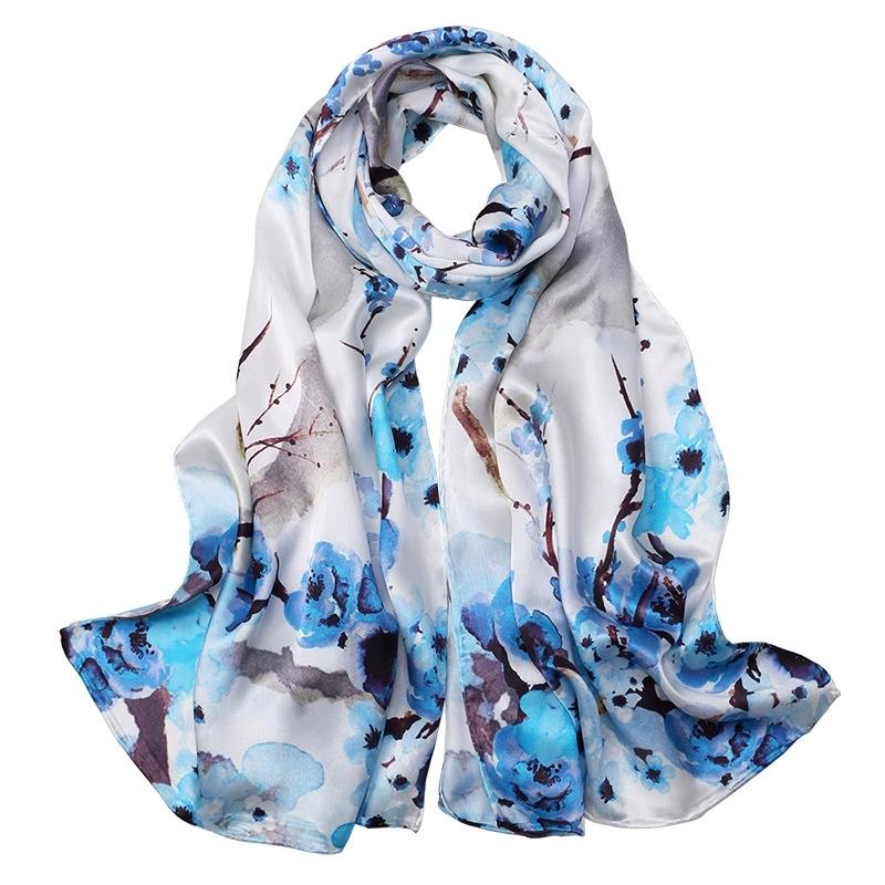 High Quality 100% Silk Scarf Shawl Hijab Wrap Women Hand Roll Edge Spring Summer Beach Scarves