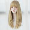 Straight Layered Blonde Wigs With Neat Bangs High Density Synthetic Natural Fake Hair Wig For Women Daily Cosplay Party Wigs