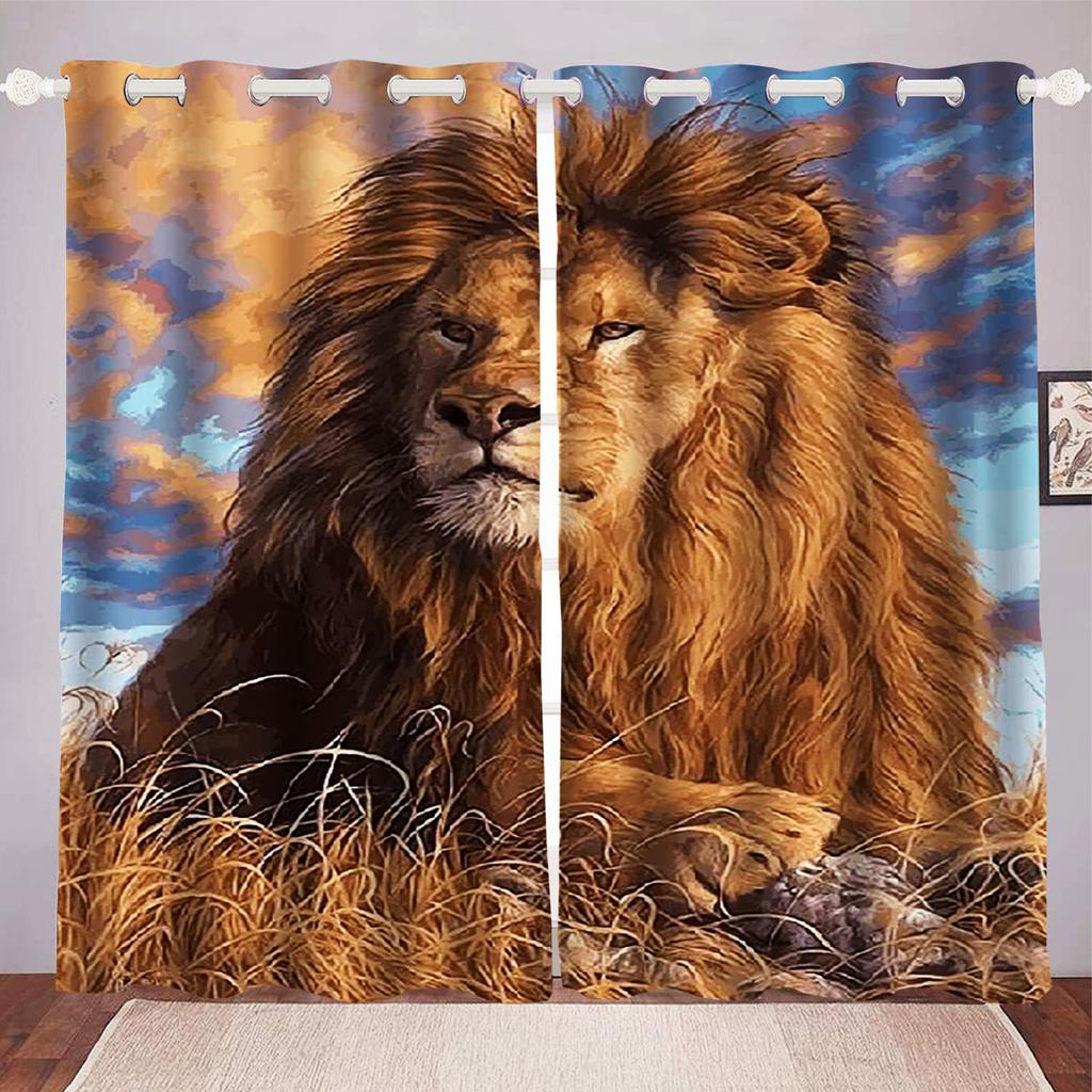 Lion King Dustproof 100% Polyester Blackout Curtains Curtains For Living Room Bedroom Drapes Home Decor