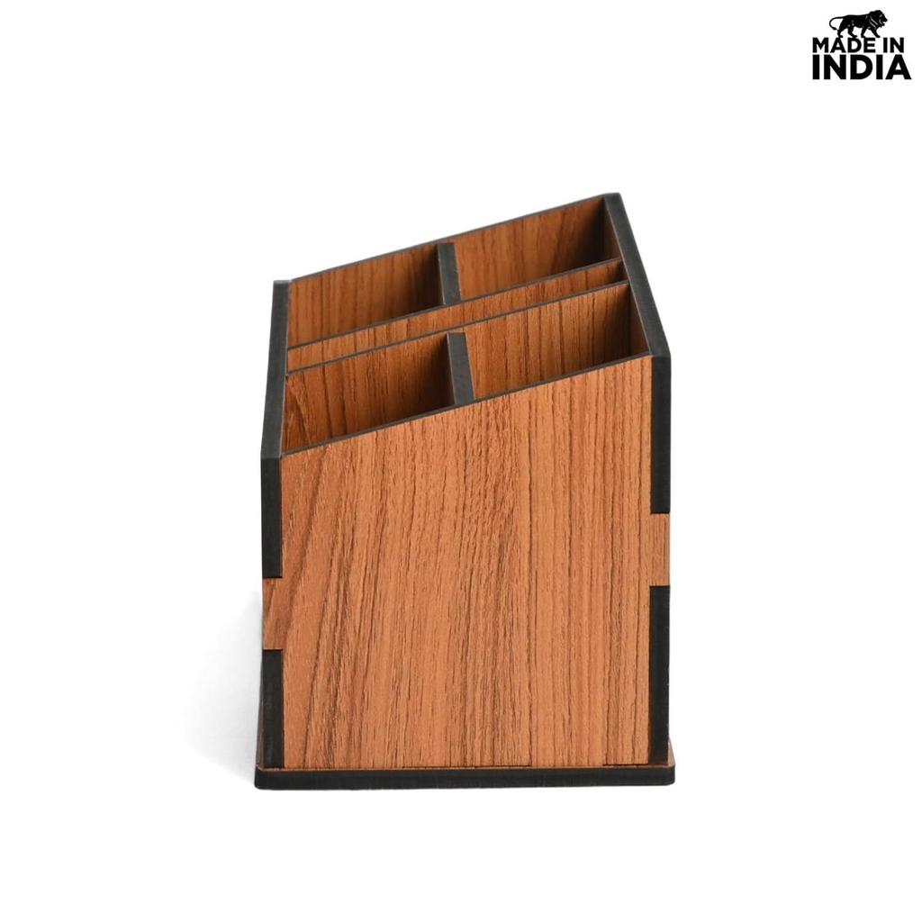 Fernbedienungshalter mit 5 Fächern Holz-Fernbedienungshalter für Wohnzimmer, TV und Klimaanlage Schreibwaren-Organizer 5 in 1 Ideal für Zuhause und Büro (Brauner Schmetterling)