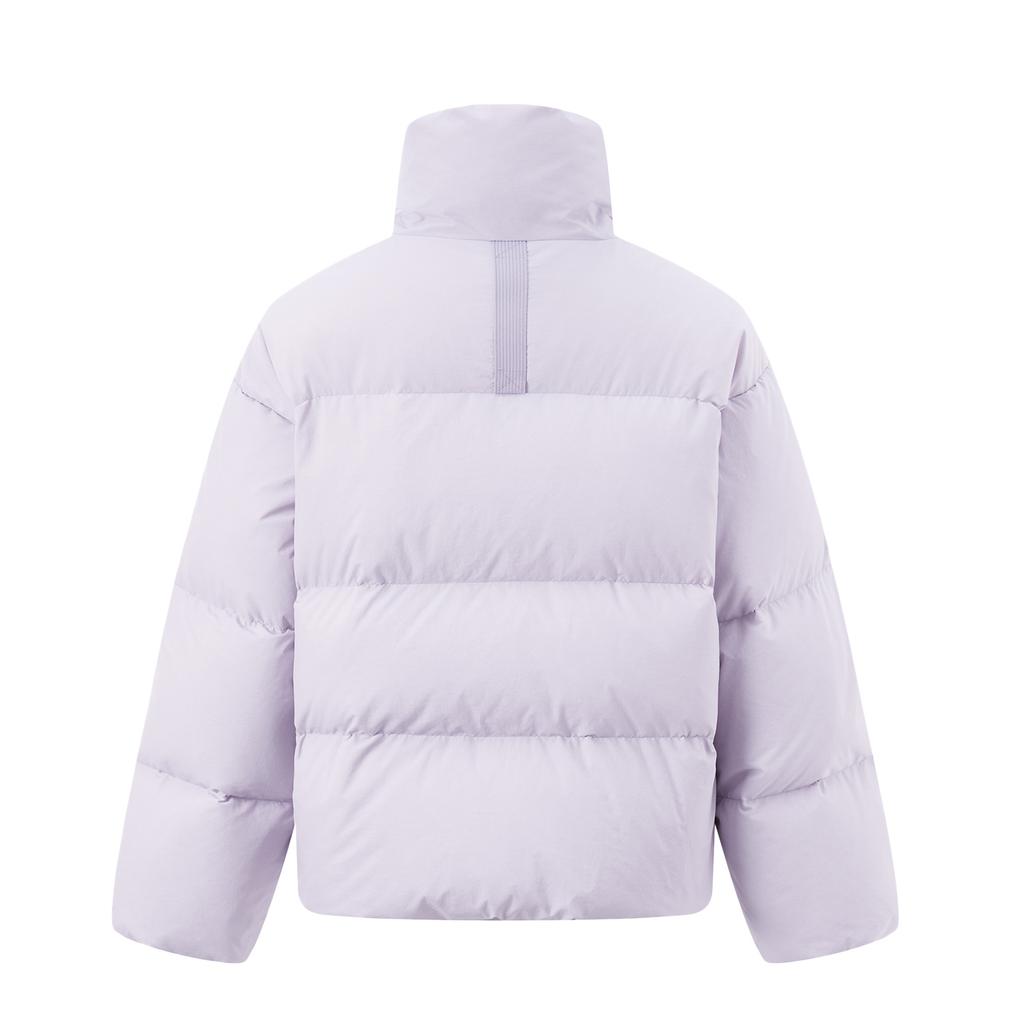 Li Ning Hot Pot Down Series Water-Resistant Stand Collar Letter Print Warm Casual Versatile Zipper Short Winter Down Jacket Women Jacket AYMU478-4