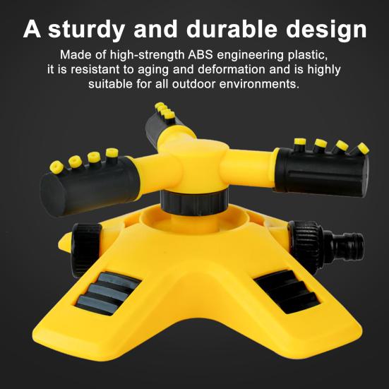 Automatic Garden Sprinkler 360-Degree Rotating Water Sprinkler 3-Arm Adjustable Sprinkler Garden Hose Attachment for Yard Lawn Irrigation