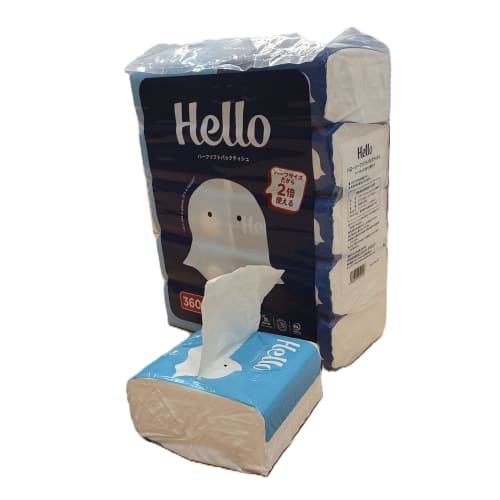 [Case Sale] Hello Soft Pack Tissue Paper, Half Size, 180 Sheets X 10 Packs X 12 Packs 5242