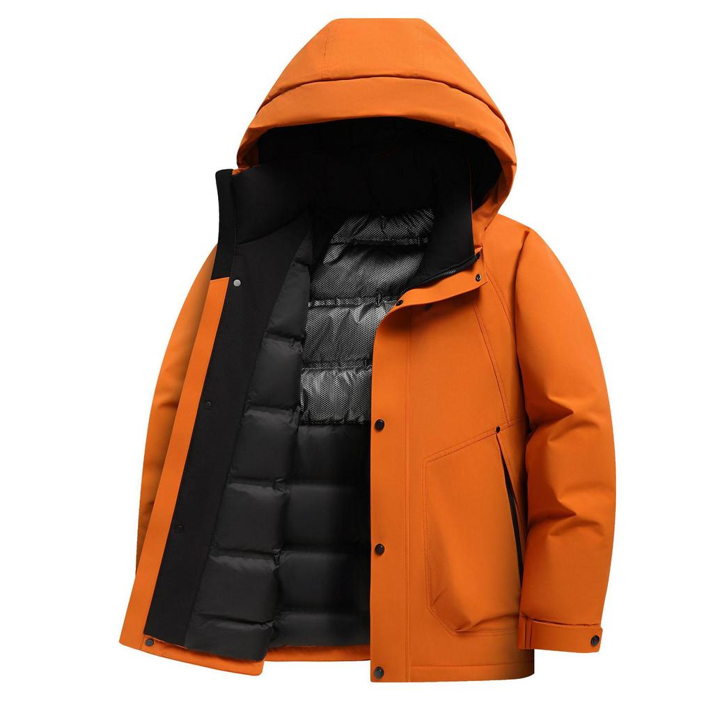 High Fill Power Men's Hooded White Duck Down Jacket - Trendy, Thickened, Cold Protection