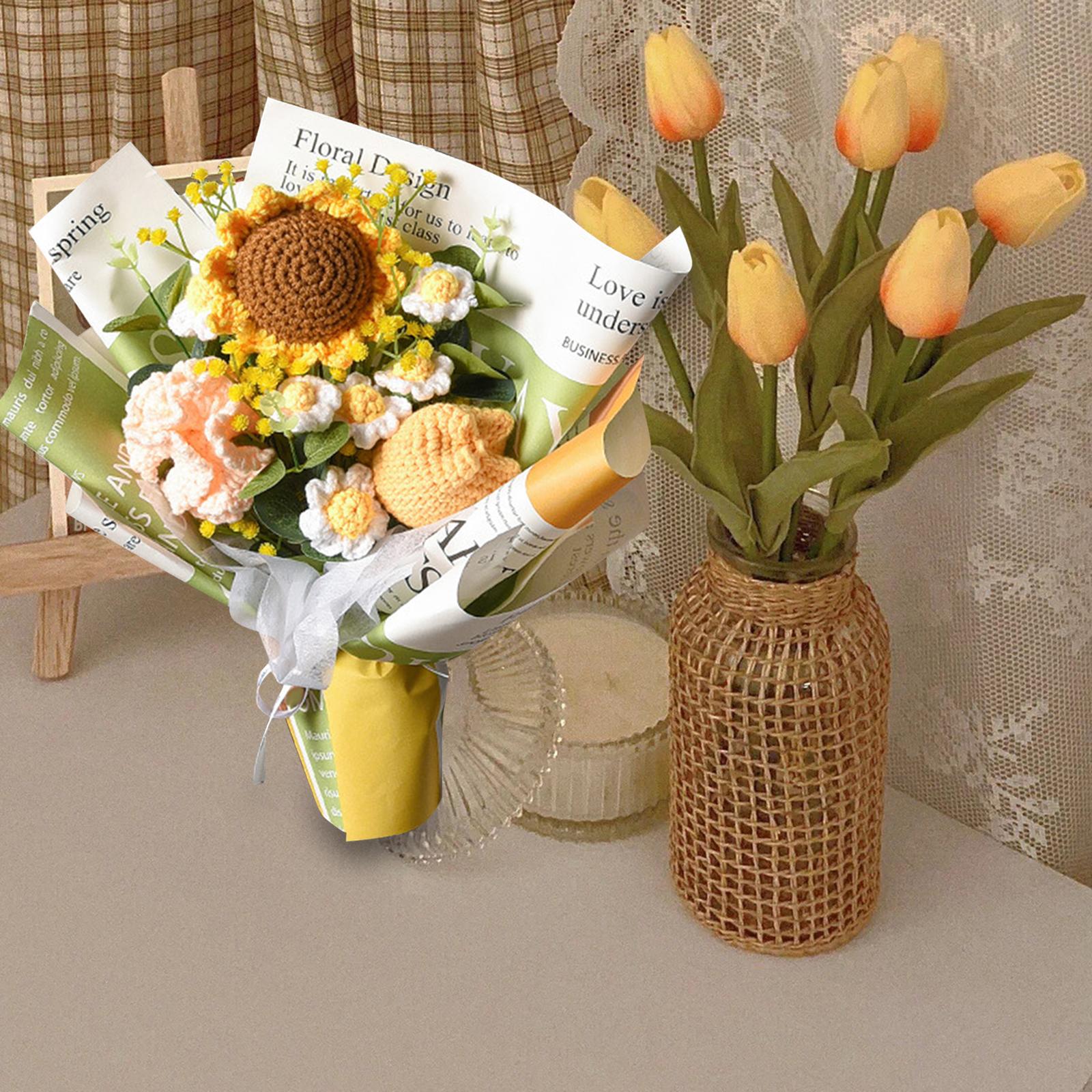 

Handcrafted Knitted Bouquet - Delicate Floral Arrangement for Home Decor and Gifting