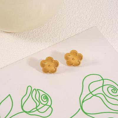 Five-Petal Flower Stainless Steel Double-Sided Stud Earrings for Women