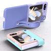 For Samsung Galaxy Z Flip6 5G/Z Flip5 5G PU+PC Case Dual Color Hand Strap Kickstand Phone Cover