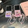 Pointed Diamond Three-in-one Folding Mobile Phone Case Suitable for Samsung Galaxy Zflip5 6th Generation Universal New Model Cute
