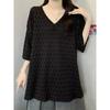 Mid-length Style V-neck T-shirt Loose Casual and Versatile Short-sleeved Top