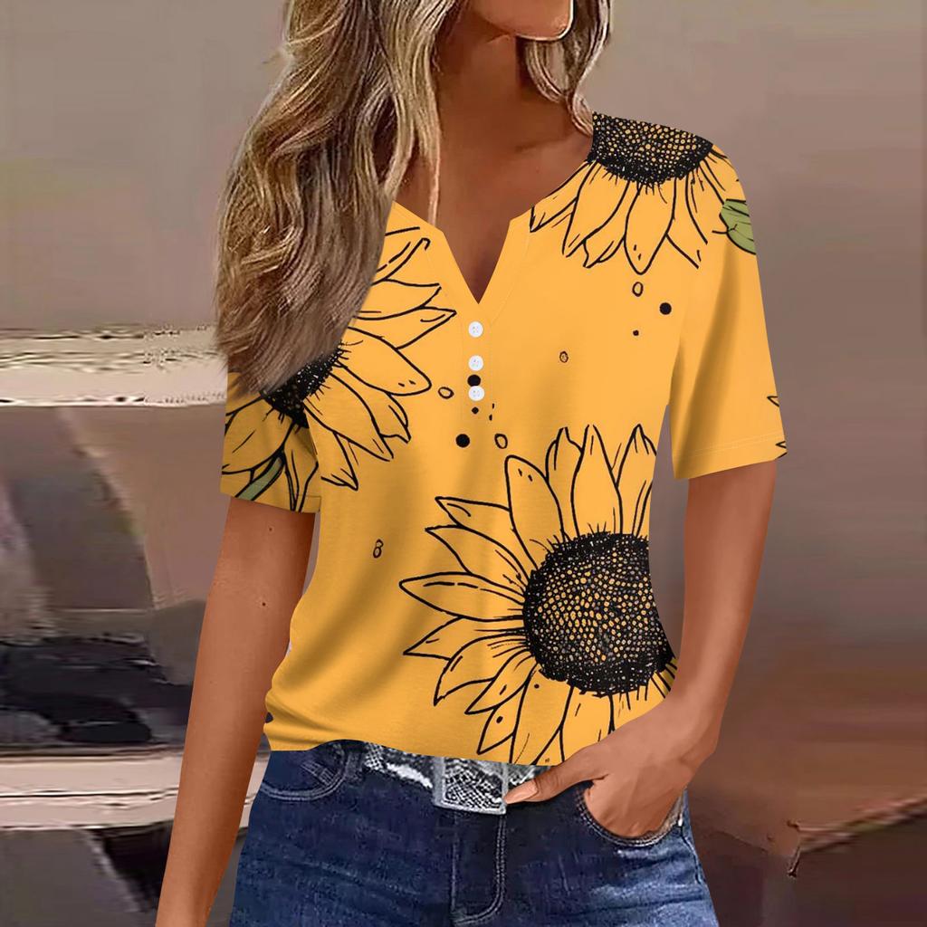 Women's Fashion Casual Short Sleeve Floral Print Top