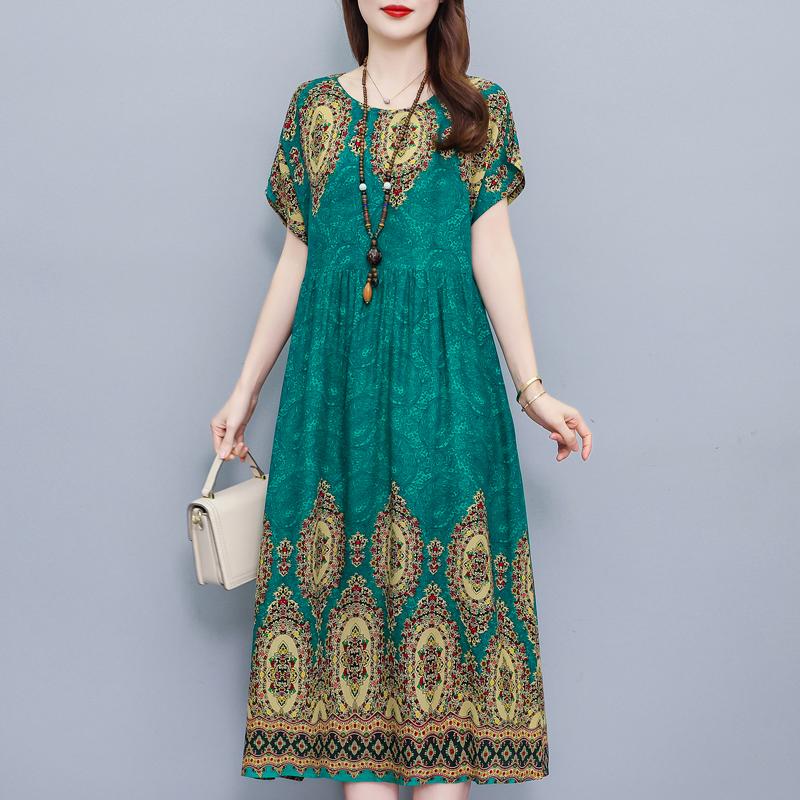 

Повседневные женские платья больших размеров, винтажная одежда, элегантное длинное платье с коротким рукавом XL