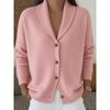 Damen Locker Einfarbige V-Ausschnitt Knopf Langarm Strick Cardigan Pullover