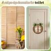 Unisex Funny Wooden Sign Hanging Rustic Wreath Round Board Sign Toilet Sign Wall Decor
