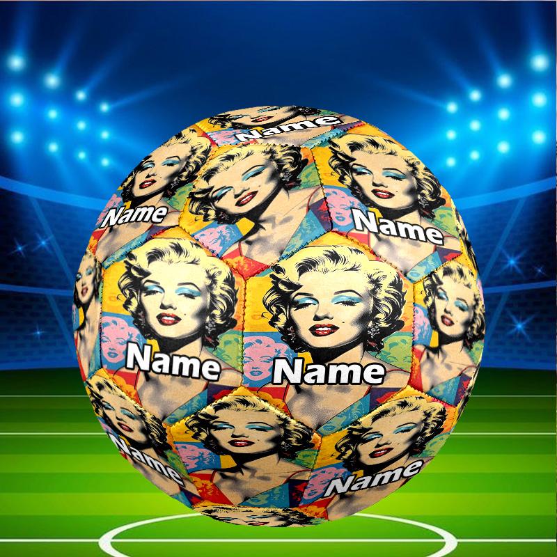 Custom Name Personalized Marilyn Monroe Print Size 5 Soccer Ball Training & Match Football, for Team, Kicking, Gift for Football