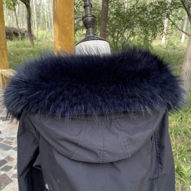 Raccoon Fur Collar Natural Fur Collar Winter Women Scarves Winter Female Gray Fur Collar Shawl Long Warm Genuine Fur Scarf