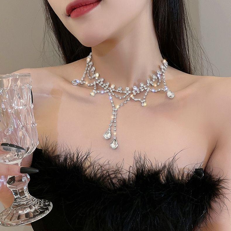 

Роскошное двухслойное ожерелье с кисточкой из бриллиантов и жемчуга - Модная, элегантная цепочка для ключиц для женщин