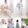 DEEYOTA Care Pajamas for Spring and and Fully Open with Velcro Suitable for Bedridden IV and Dressing Elderly Summer, Men's Women's, Closure,