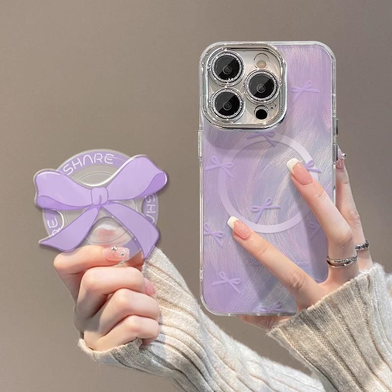 The Bow Tie Magnetic Stand Is Suitable for Apple 15PRO Phone Cases, 14/13, 12, Light Luxury, and 11, Anti-drop
