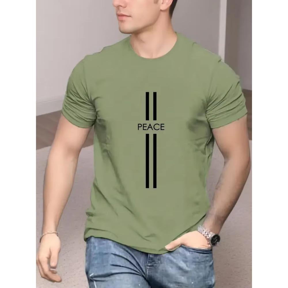 PEACE Men's Summer Crew Neck Men's Short Sleeve Cotton T-Shirt Casual Men's Clothing Bag Shipping Fee