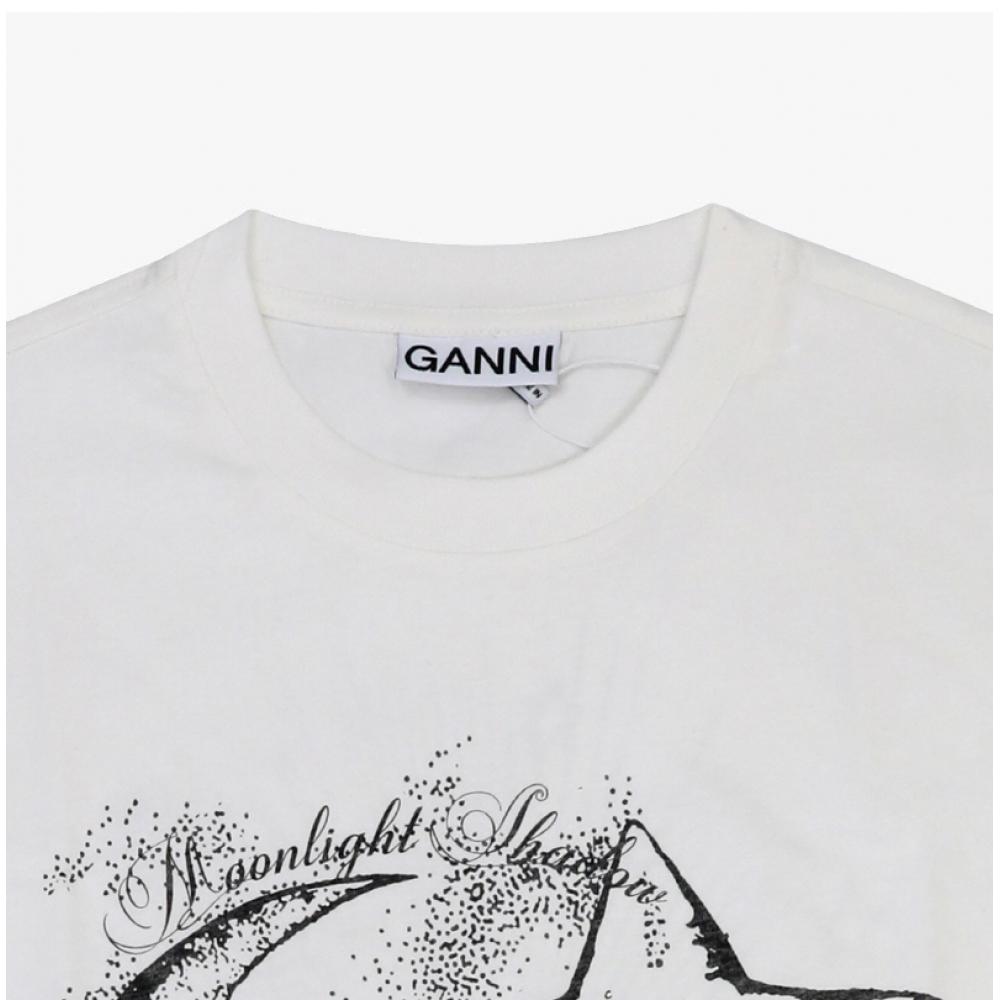 Ganni T4064 135 Moonlight Future Logo Print Women S Long Sleeve Tee