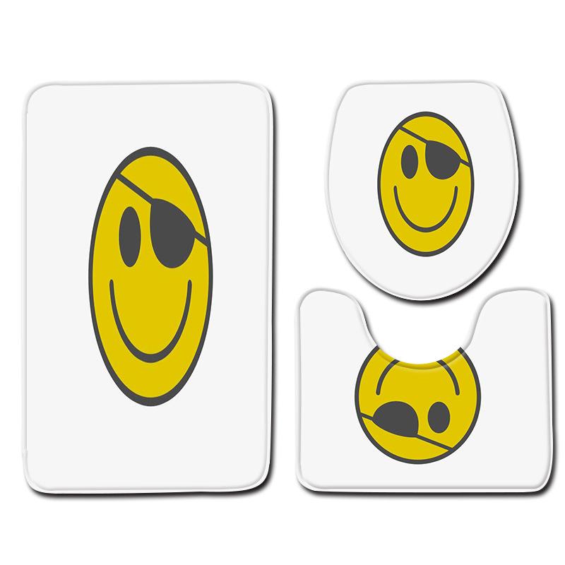 

Cute Emoji Toilet Three-Piece Floor Mat Door Mat Bedroom Carpet 45cmx75cm