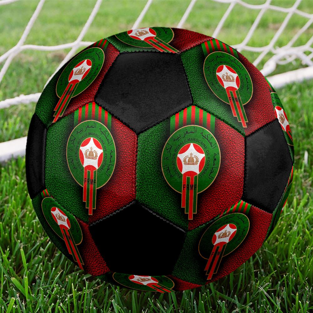 Morocco National FC Size5 Soccer Ball, Colorful, Suitable for All Ages, Machine-stitched, PVC Material, Competition Grade,durable and High Bounce