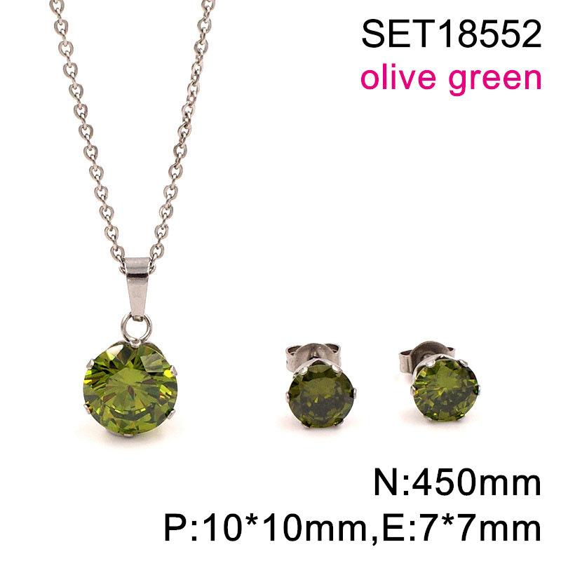 Popular in Europe and The United States, Round Color Zircon Titanium Steel Set, Versatile Exquisite Women's Collarbone Chain Earrings, Versatile 2026