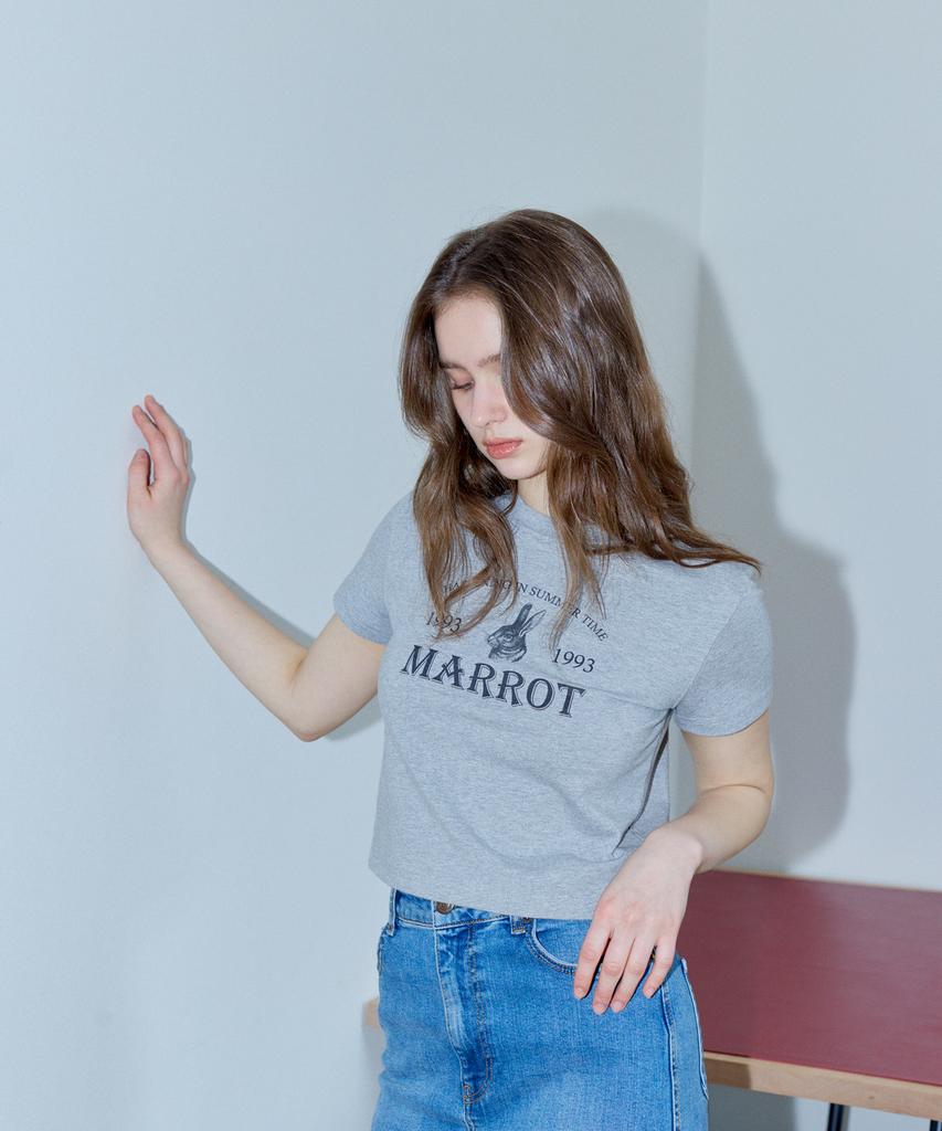 MARROT Holiday Rabbit Crop T-Shirt_Gray