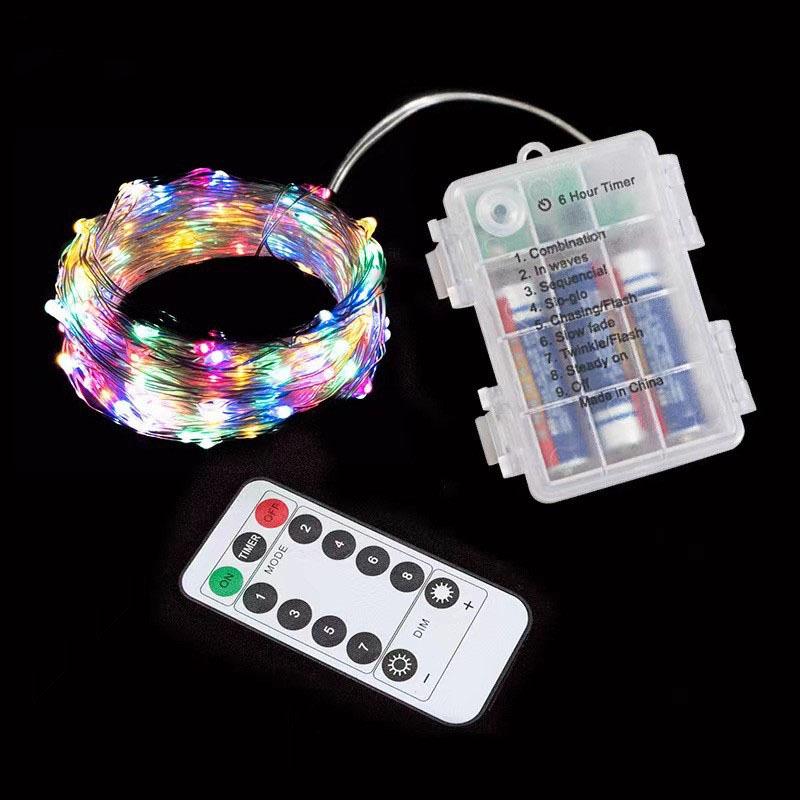 8-Function Waterproof String Lights with Remote – Battery-Powered Copper Wire LED Decorative Lights