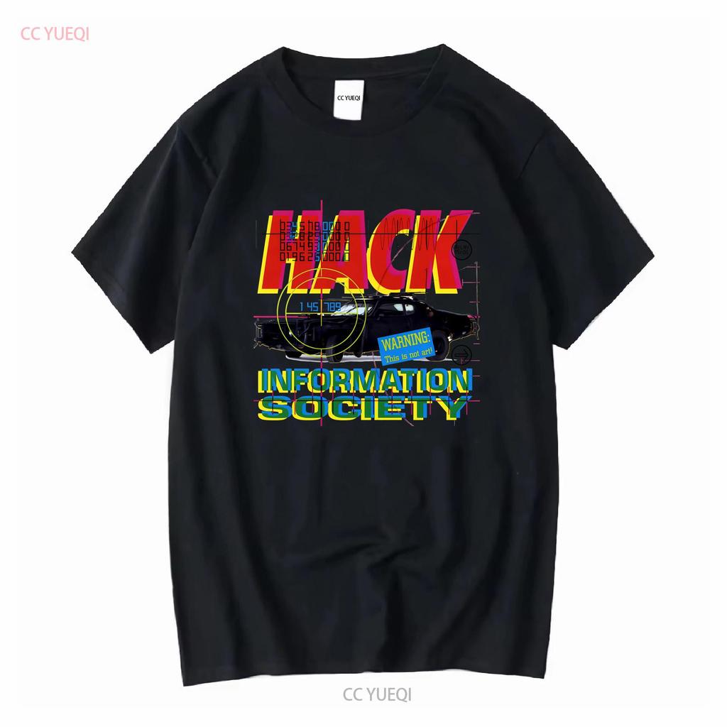 INFORMATION SOCIETY HACK NEW WHITE T SHIRT long or short sleeves vintage Washed Comfortable graphic Top For Everyday Wear Soft