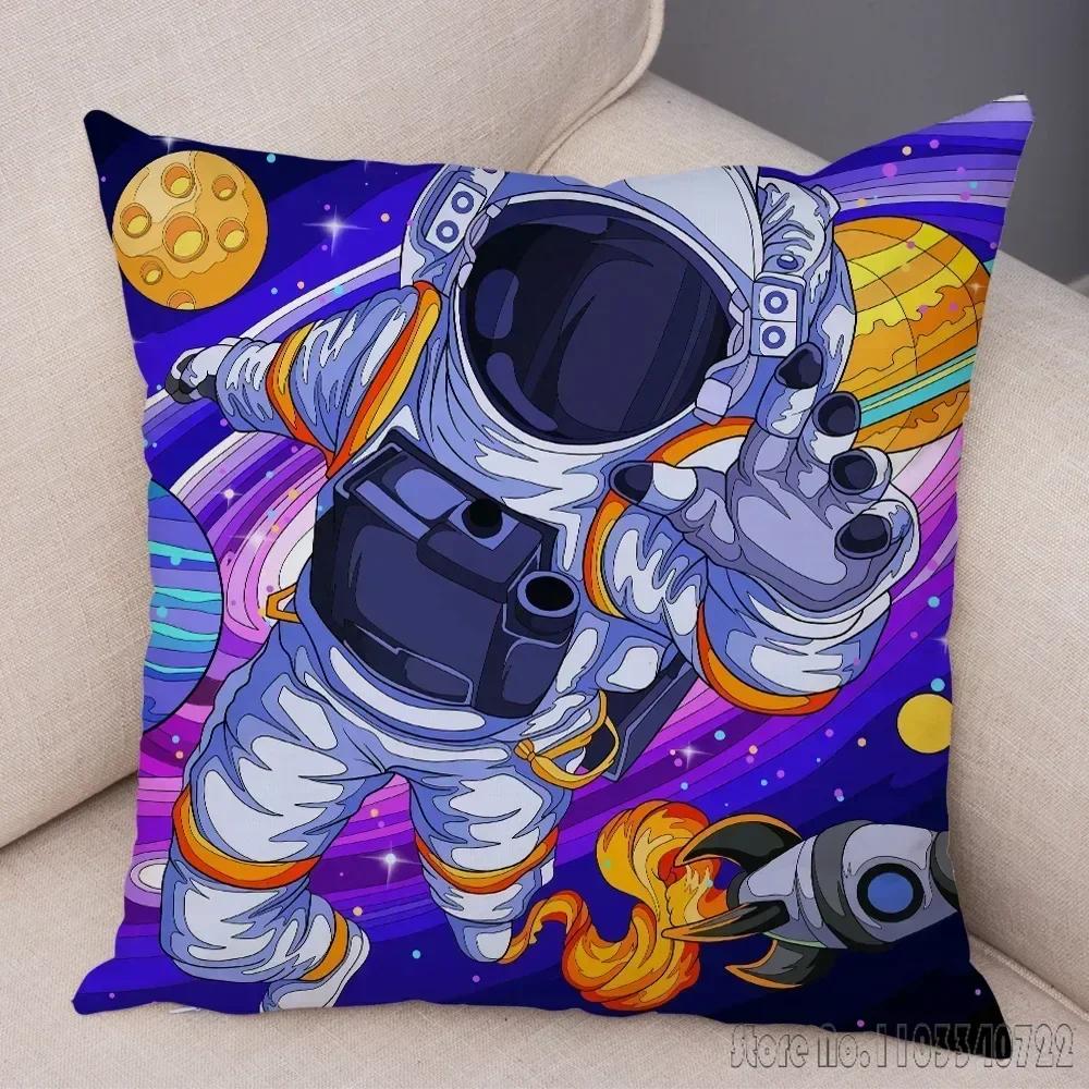 Anime Cartoon Astronauts Cosmic Sky Cushion Cover Plush Pillowcase Pillow Case Shams Party Sofa Home Decor 45x45cm Kids Gift