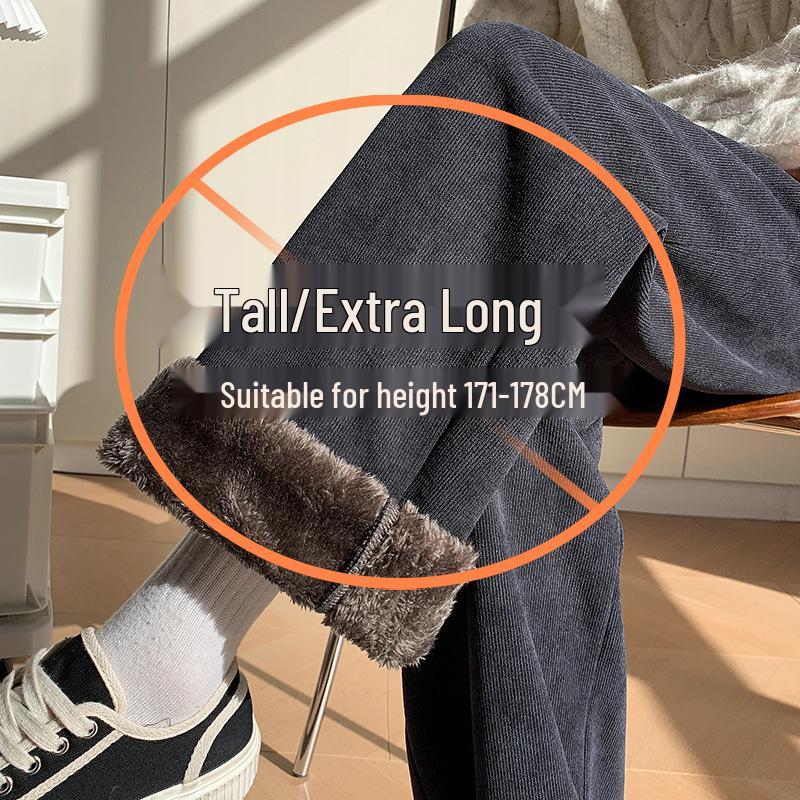 Women's Extra-Long White Lambswool Chenille Wide-Leg Knit Pants for Autumn/Winter (Tall Size 175)