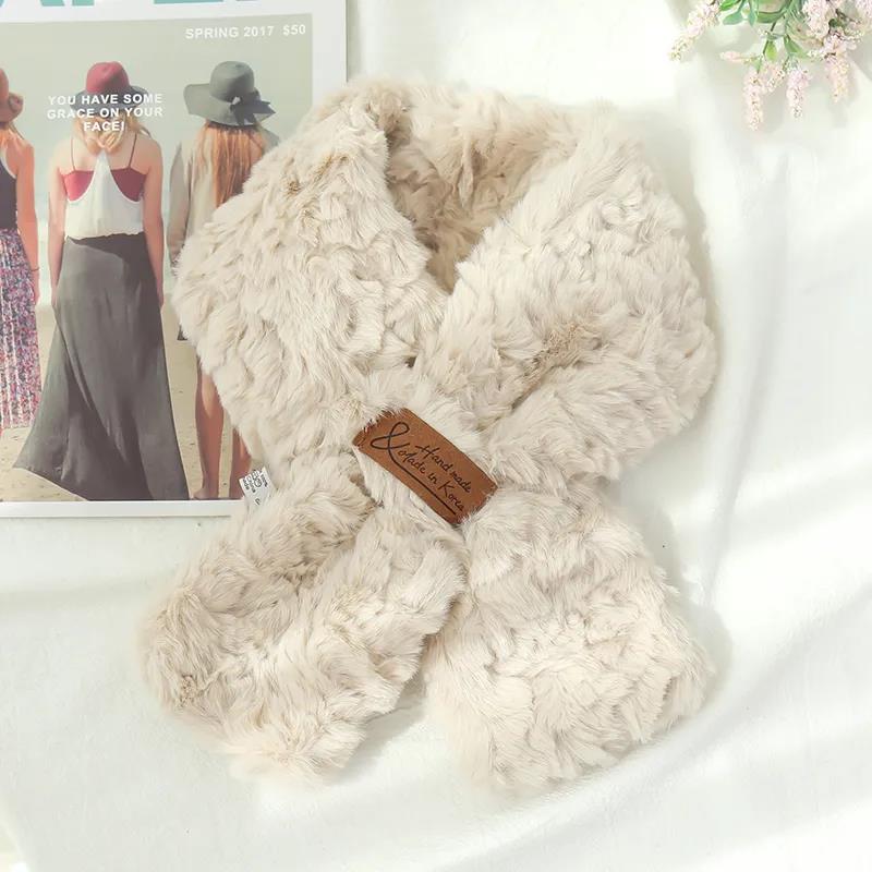 Vinterhaklapp Koreanskt mode Enfärgad plyschhalsduk Tjock Varm lammullshaklapp för kvinnor