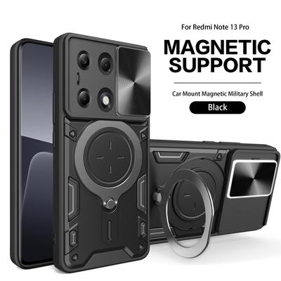 Nárazuvzdorné magnetické pouzdro pro Redmi Note 13 Pro Plus 5G 4G 13C POCO X6 Pro 5G M6 Pro4G Slide Camera Lens Ring Stand Ochranný kryt