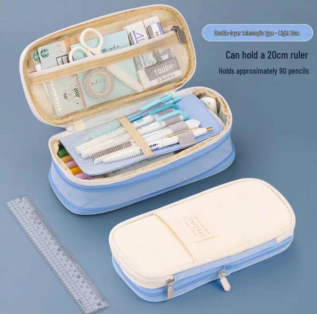 Large-Capacity Dirt-Resistant Pencil Case for Primary and Junior High School Girls - Stylish and Simple Design