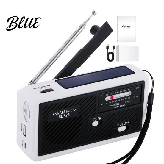 Radio with SOS Alarm Hand Crank Solar Emergency Radio, LED Flashlight, Alarm, Cell Phone Charger, Portable AM FM for Outdoor Survival Camping