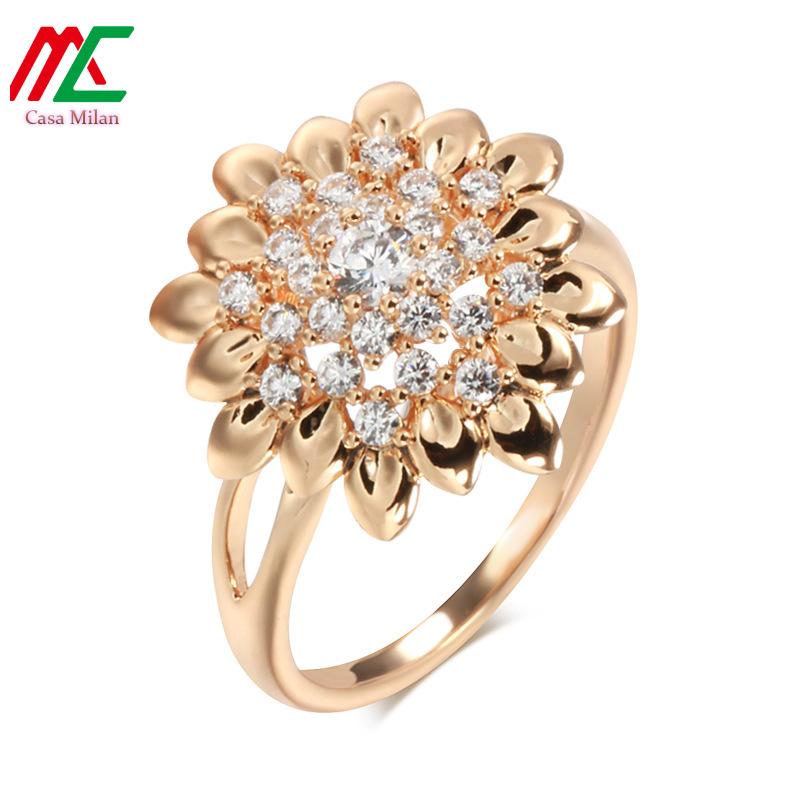 

Sunflower inlaid with zircon trend sunflower replacement ladies ring