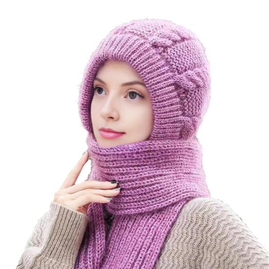 

Інтегрована шапка-шарф, однотонний дизайн, еластична, зручна, теплова, зимовий головний убір, аксесуари для холодної погоди рожевий