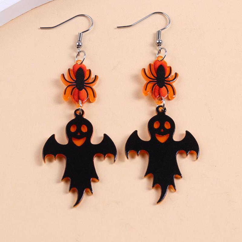 Personalized Colorful Bat Ghost Halloween Earrings Cartoon Pumpkins Spider Acrylic Drop Earring Cosplay Jewelry Accessory Gifts