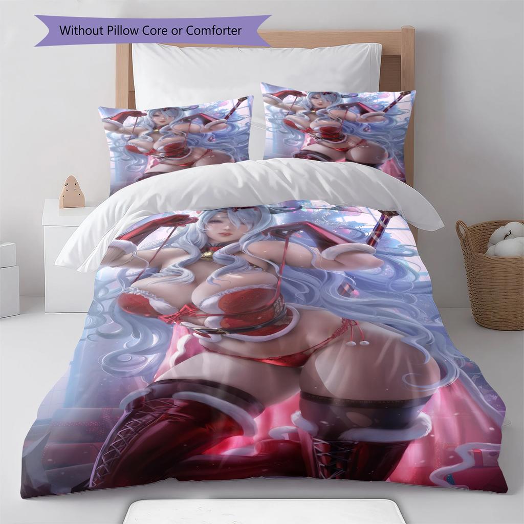 Anime Desenli Nevresim Yorgan Seti Yorgan Kılıfı Yastık Kılıfı Ev Dekorasyonu Doğum Günü Hediyesi (1 * yorgan kılıfı + 2 * yastık kılıfı, iç dolgusuz)