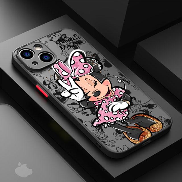 Mickey Minnie Maus Handyhülle für Apple iPhone 15 16 Pro XS Max 13 14 Plus XR SE 7 8 12 11 Pro plus Matt