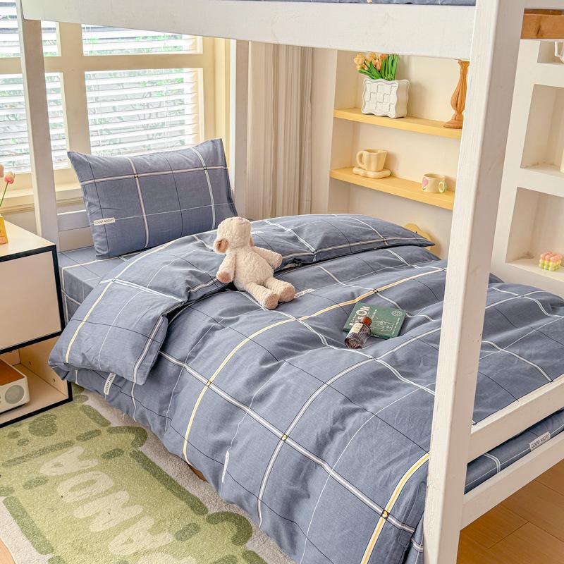 2026 Pure Cotton Student Three-Piece Dorm Set: Bunk Bed Sheet & Duvet Cover 160x230cm Single Sheet