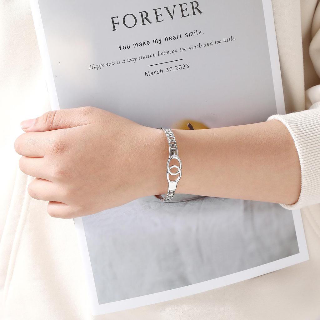 Cross Europe Minimalist Hollow Letter Stainless Steel Bracelet - INS Style