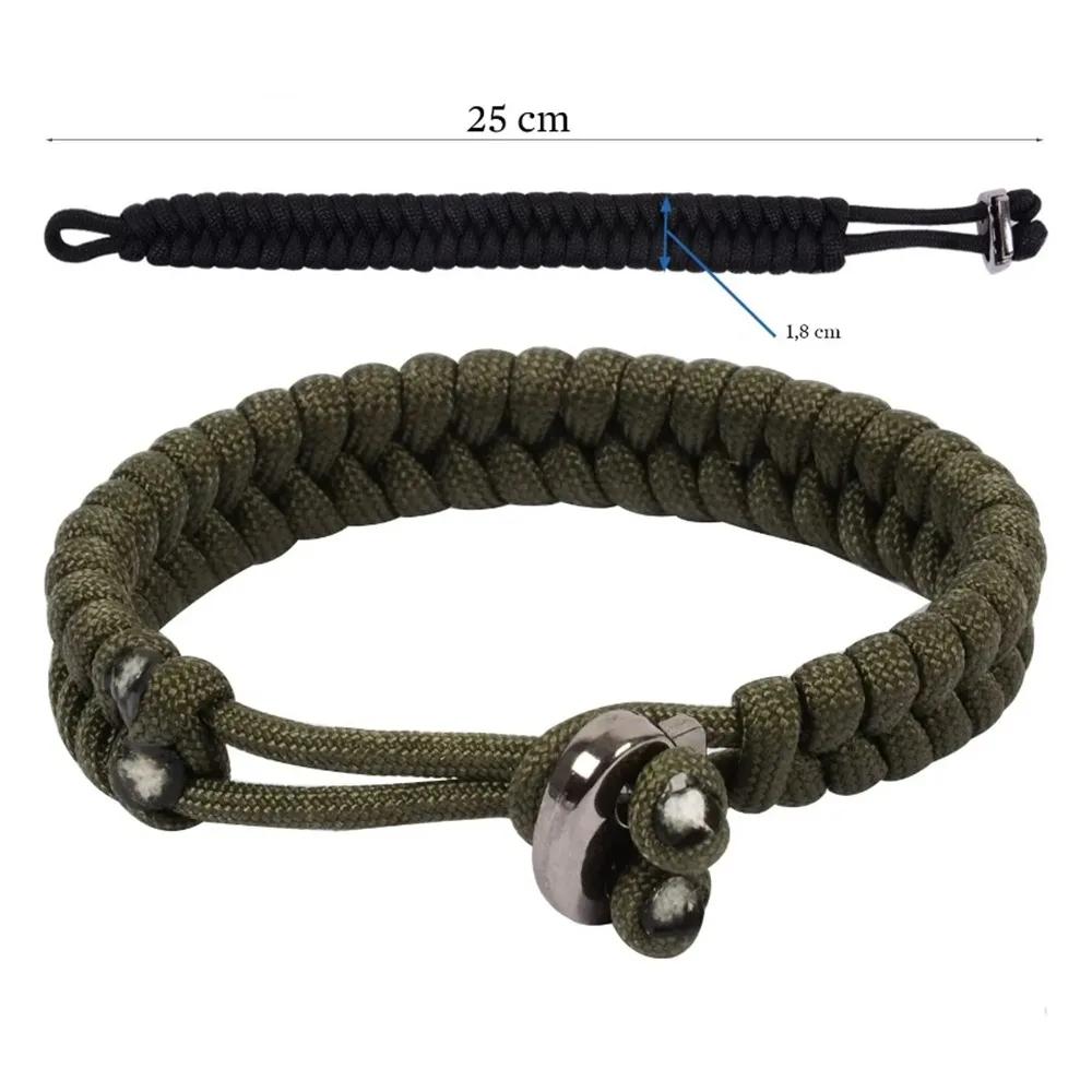 Justerbart Överlevnads Nödläges Armband Paracord Rep Armband Vävning Snöre för Män Kvinnor Utomhus Sport Camping Vandring Tillbehör