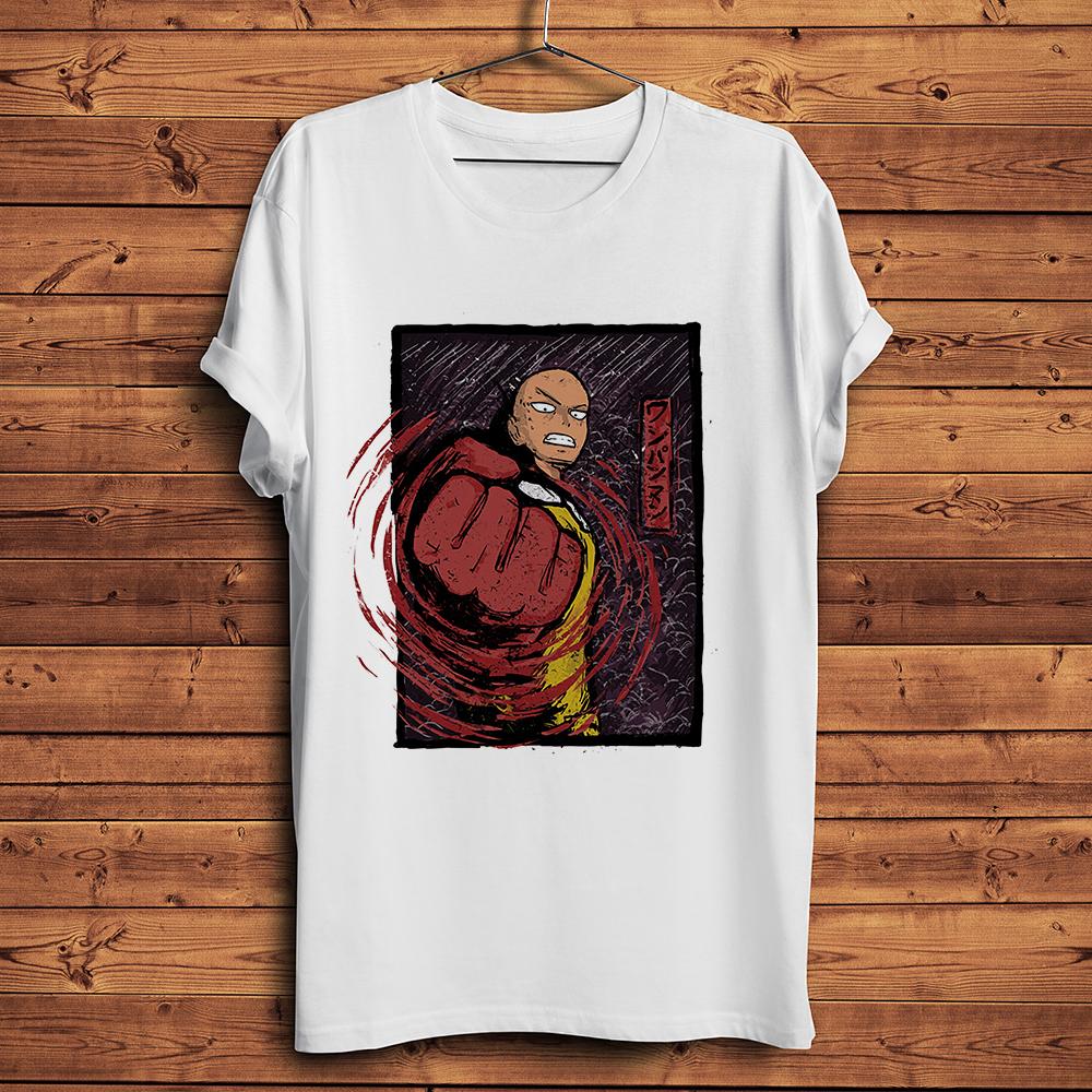 T-shirt humoristique One Punch Hero pour homme, blanc, décontracté, à manches courtes, unisexe, streetwear, manga