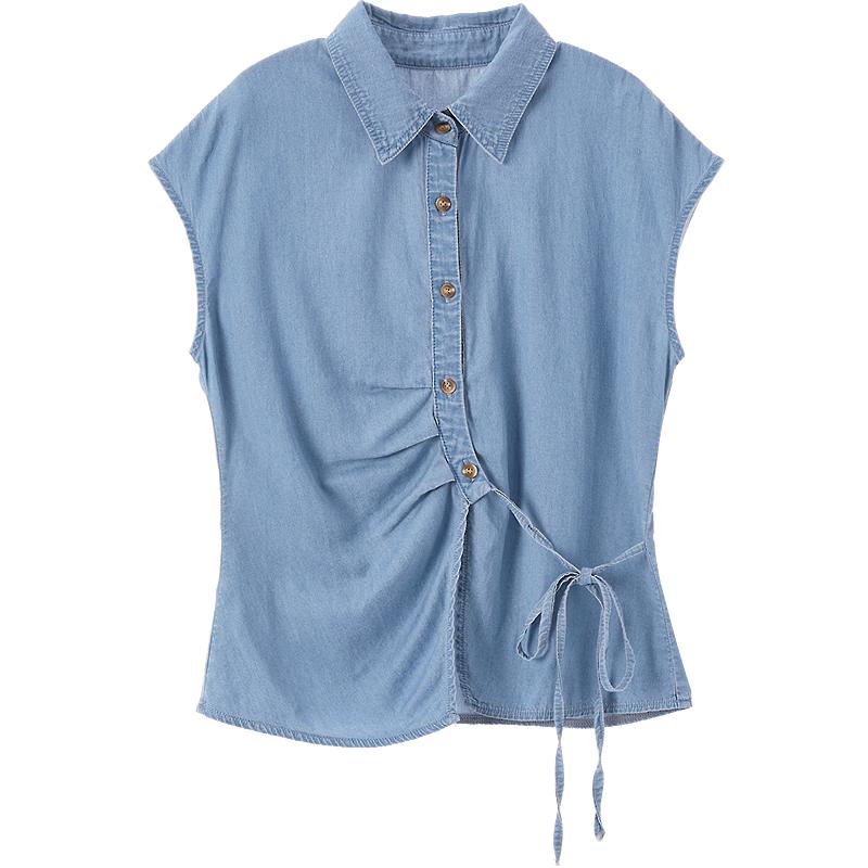 Betu Women s Lyocell Cotton Denim Short Sleeve Shirt L