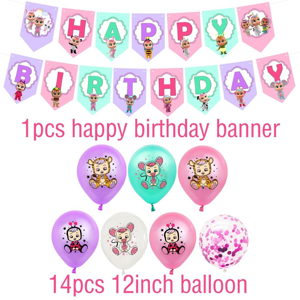 Birthday Theme Party Banner Cake Topper Balloon Baby Gift