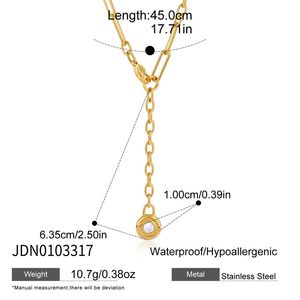 Youthway Trendy 18K Gold PVD Plated Y Shape Zircon Necklace For WomenGirls  New Chunky Chain Party Necklace Jewelry